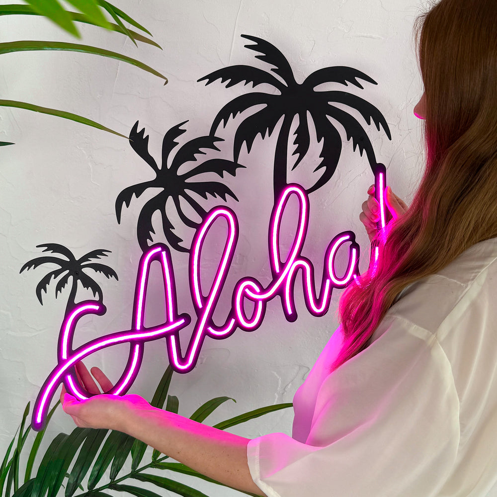 Shop Aloha Neon Wall Art, Neon Wall Art at Hoagard. LED light, living room decor, neon