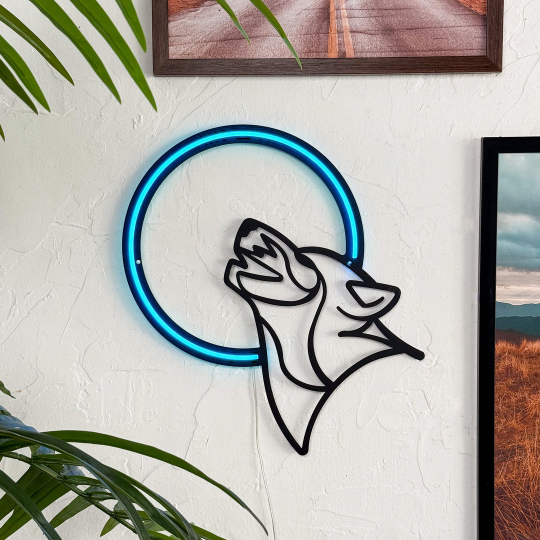Shop Wolf and the Moon, Neon Wall Art at Hoagard. discount, neon, Neon light