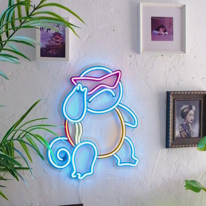 Squirtle Inspired Neon Wall Art