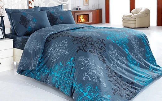 Elegant Istanbul quilt cover set with beige and brown damask embroidery on soft Turkish cotton—includes quilt cover, fitted sheet and two pillowcases; Oeko‑Tex certified, ethically made