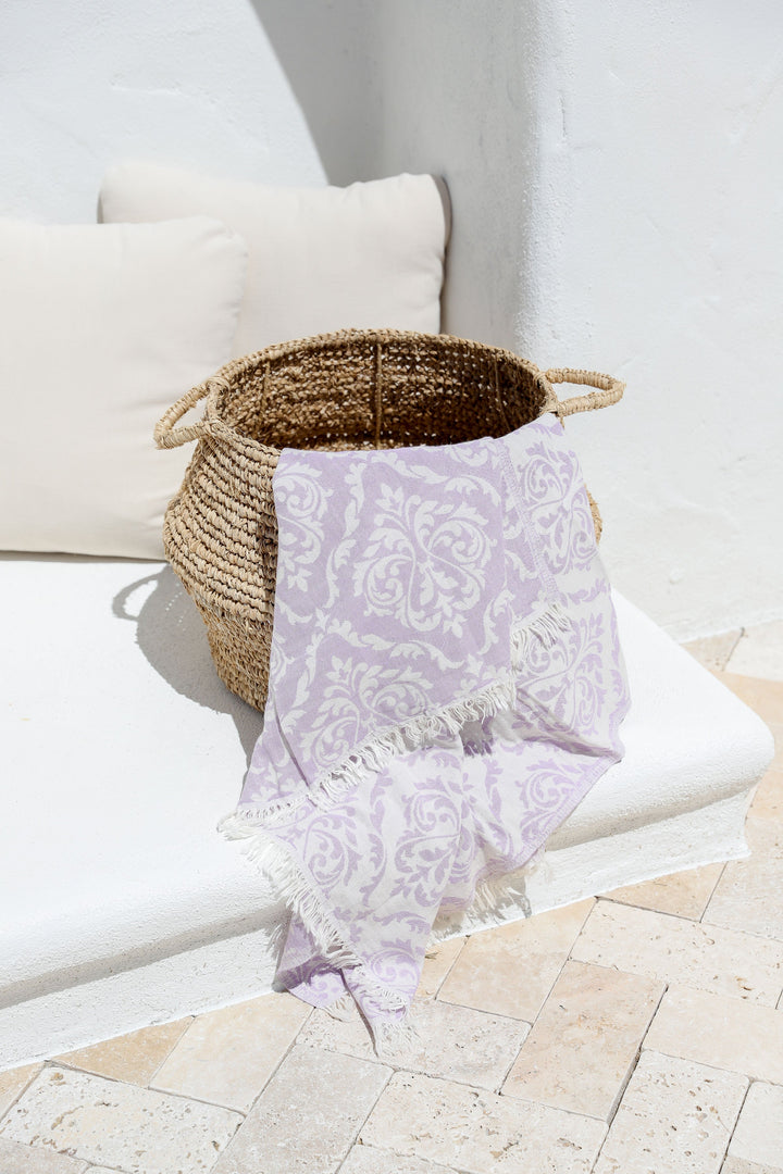 Damask Turkish Towel Beach Towels VINCA HOME Lilac  