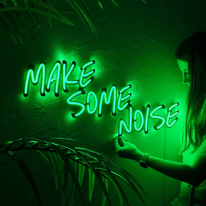 Shop Make Some Noise Neon Wall Art, Neon Wall Art at Hoagard. bar decor, green neon, home bar