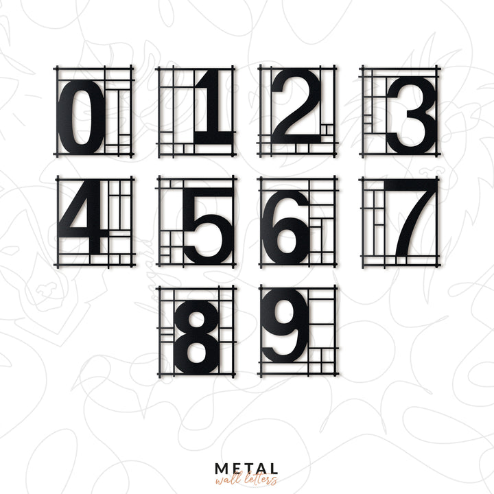 Mondrian House Numbers Metal Wall Art Hoagard   