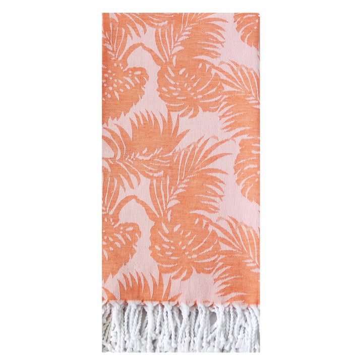 Palm Leaves Turkish Towels  VINCA HOME Coral  